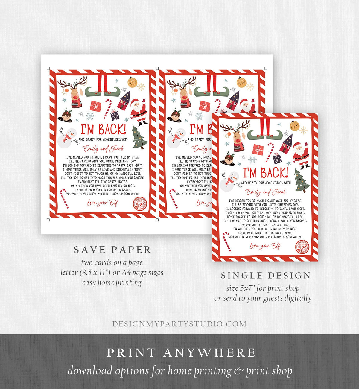 Editable Elf Arrival Letter Return Letter Christmas Elf I&#39;m Back Elf Welcome Christmas Elf Letter From Your Elf Printable Template 0496