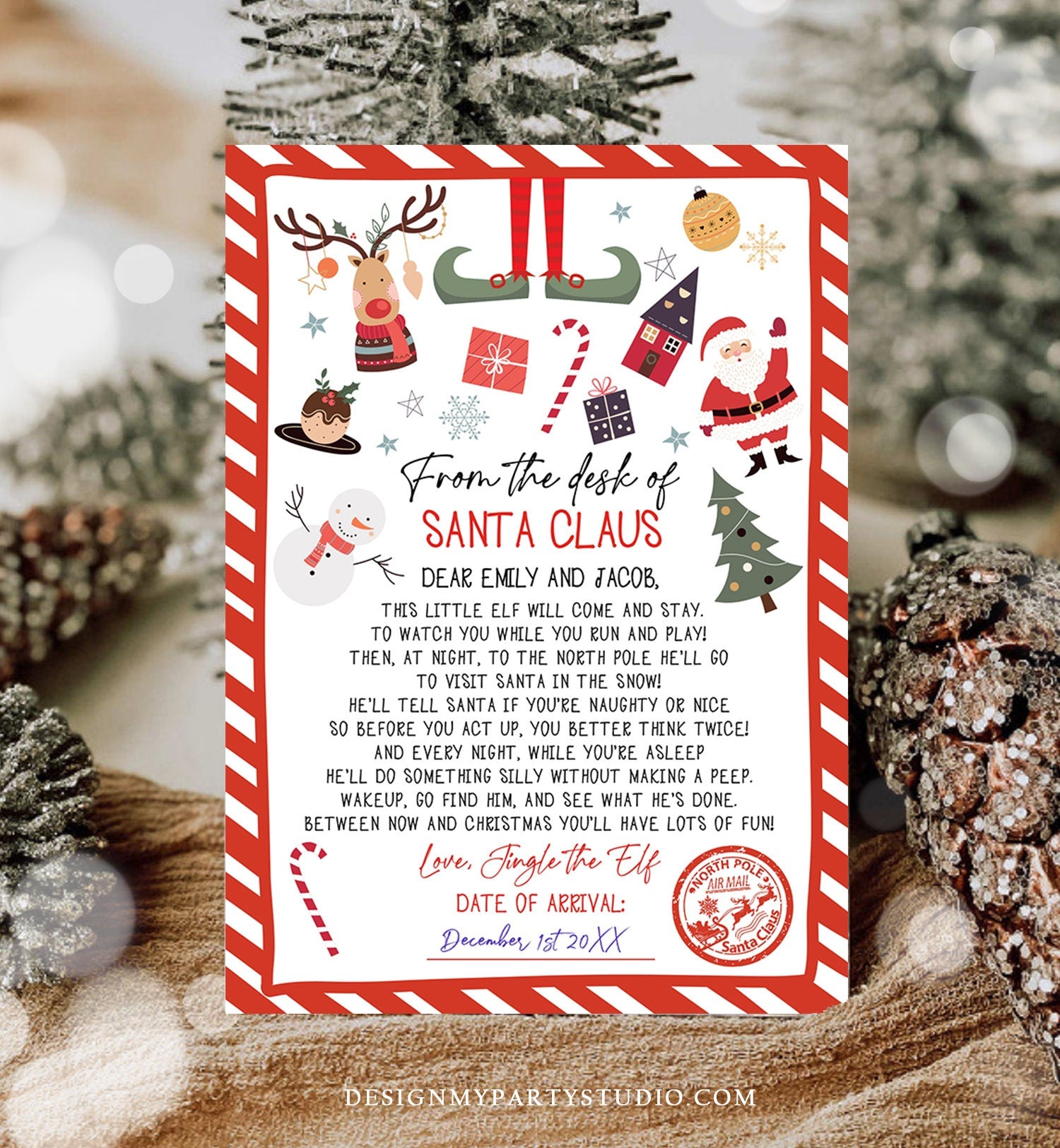 Editable First Time Elf Arrival Letter Return Letter Christmas Elf I'm Back Elf Welcome Christmas Elf Santa Claus Printable Template 0496