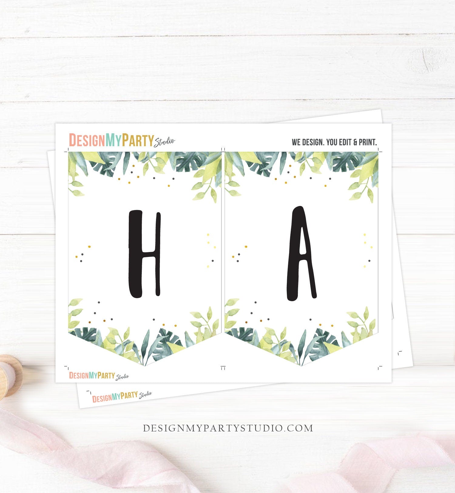 Happy Birthday Banner Safari Animals Blue Gold Party Animals Wild One Birthday Boy Zoo Decorations Digital Download Printable 0322