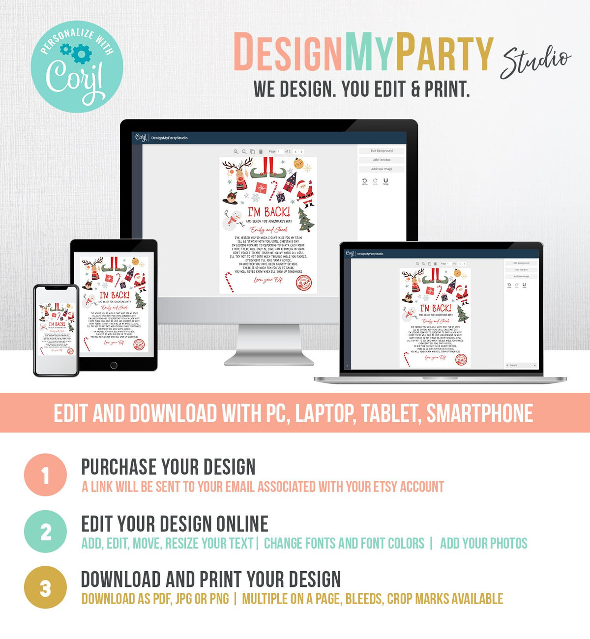 Editable Elf Arrival Letter Return Letter Christmas Elf I&#39;m Back Elf Welcome Christmas Elf Letter From Your Elf Printable Template 0496