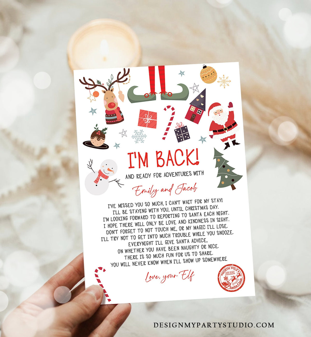 Editable Elf Arrival Letter Return Letter Christmas Elf I&#39;m Back Elf Welcome Christmas Elf Letter From Your Elf Printable Template 0496