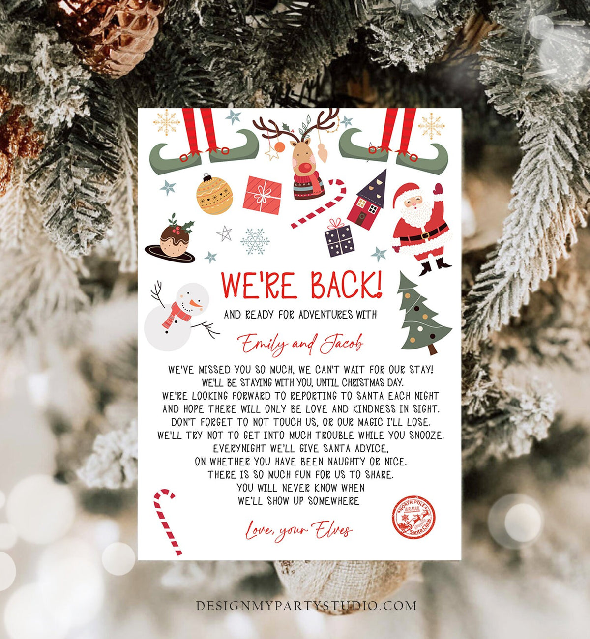Editable Elf Arrival Letter Return Letter Christmas Elf We&#39;re Back Elf Welcome Hello Letter from Elves Boy and Girl Printable Template 0496
