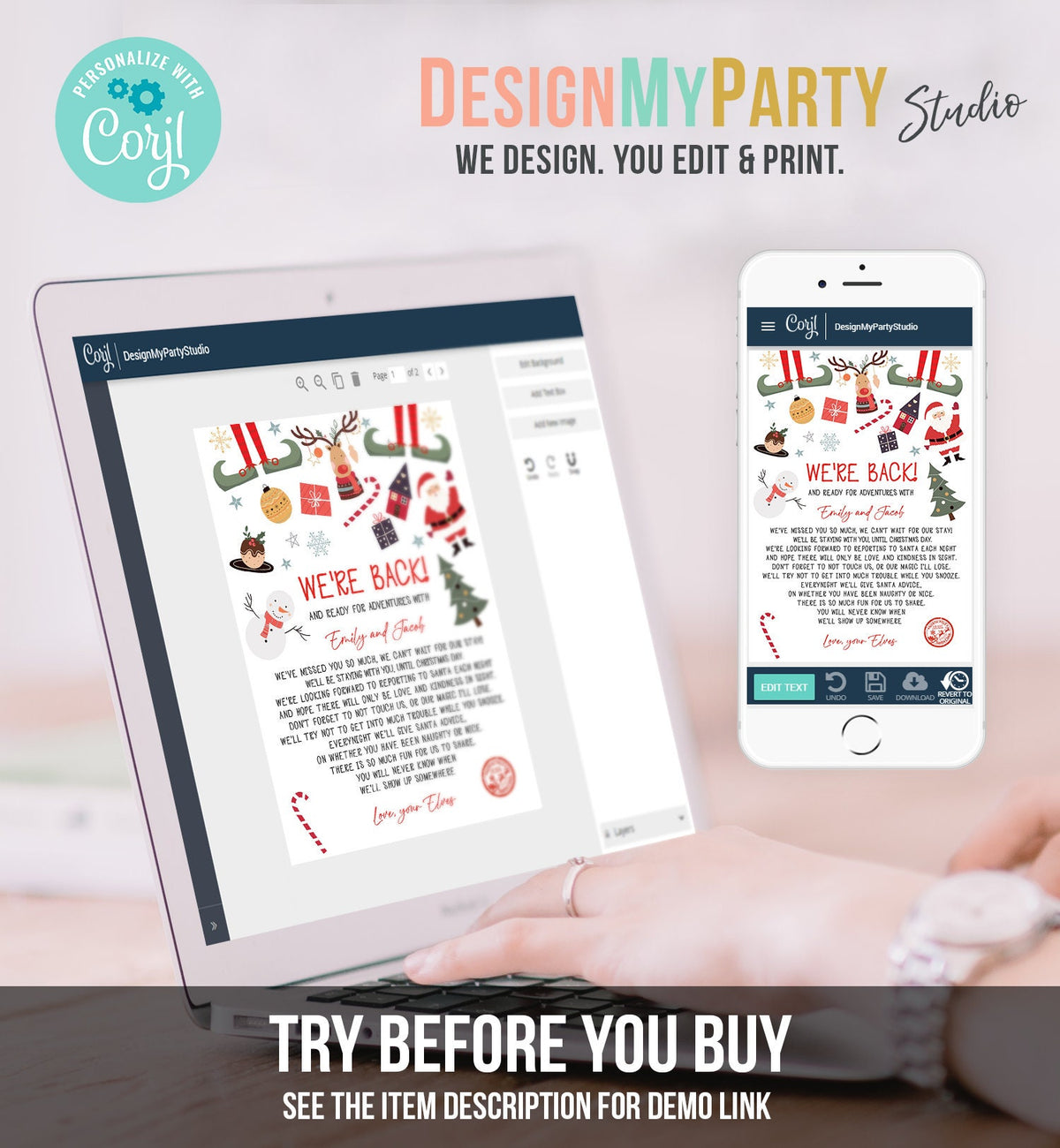 Editable Elf Arrival Letter Return Letter Christmas Elf We&#39;re Back Elf Welcome Hello Letter from Elves Boy and Girl Printable Template 0496