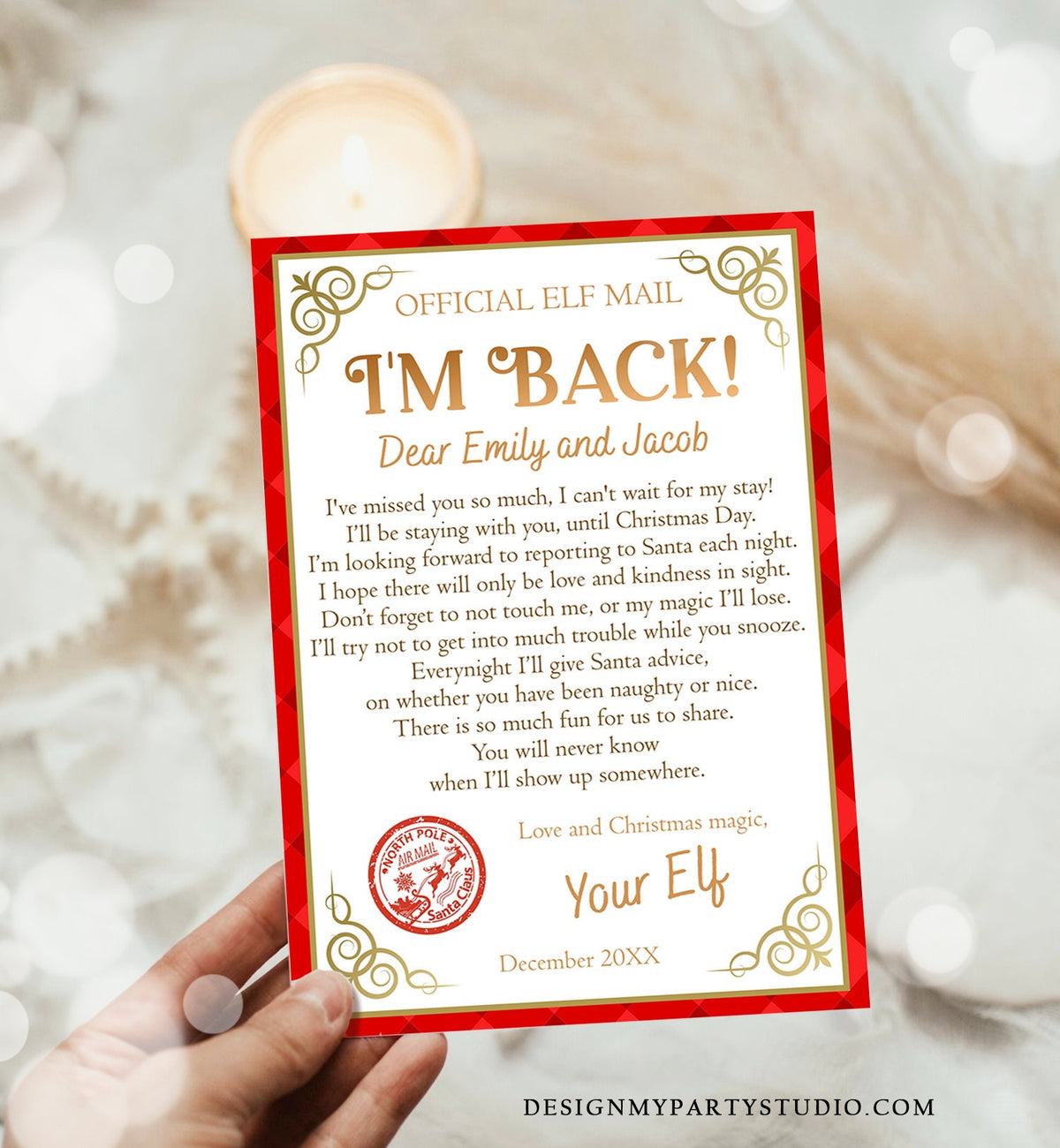 Editable Elf Arrival Letter Return Letter Christmas Elf I&#39;m Back Elf Welcome Christmas Elf Letter From Your Elf Printable Template 0497