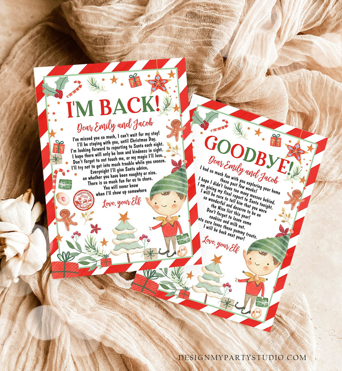 Editable Elf Arrival Letter Return Letter Christmas Elf I&#39;m Back Elf Welcome Goodbye Farewell Elf Letters Digital Printable Template 0358