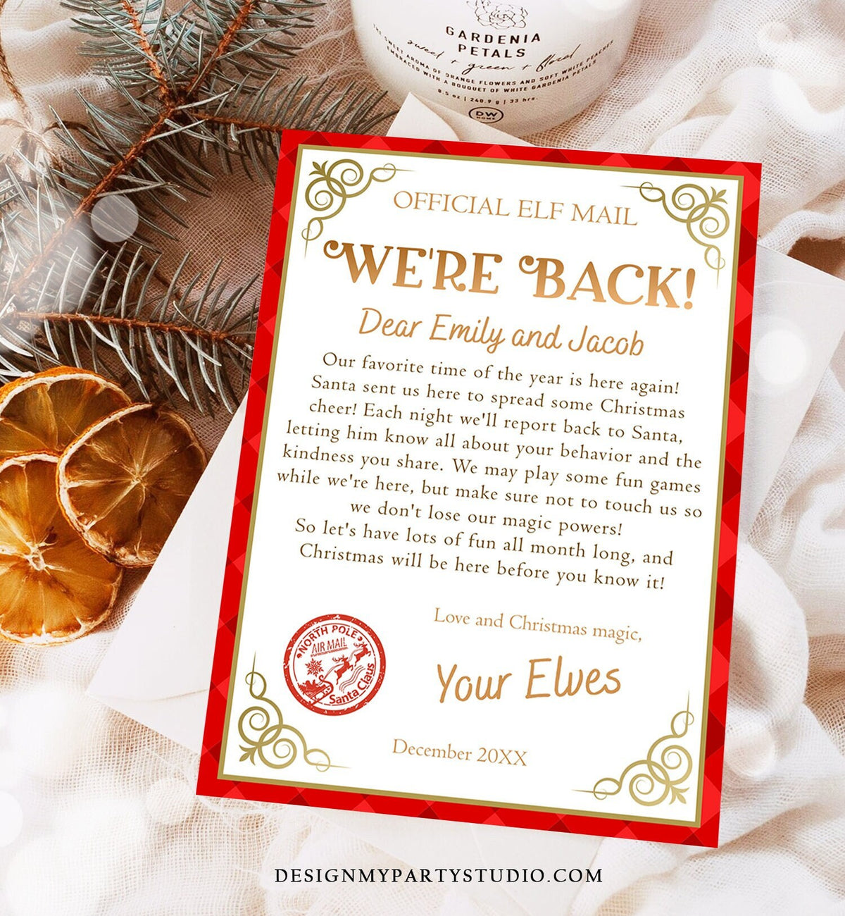 Editable Elf Arrival Letter Return Letter Christmas Elf We&#39;re Back Elf Welcome Hello Letter from Elves Boy and Girl Printable Template 0497