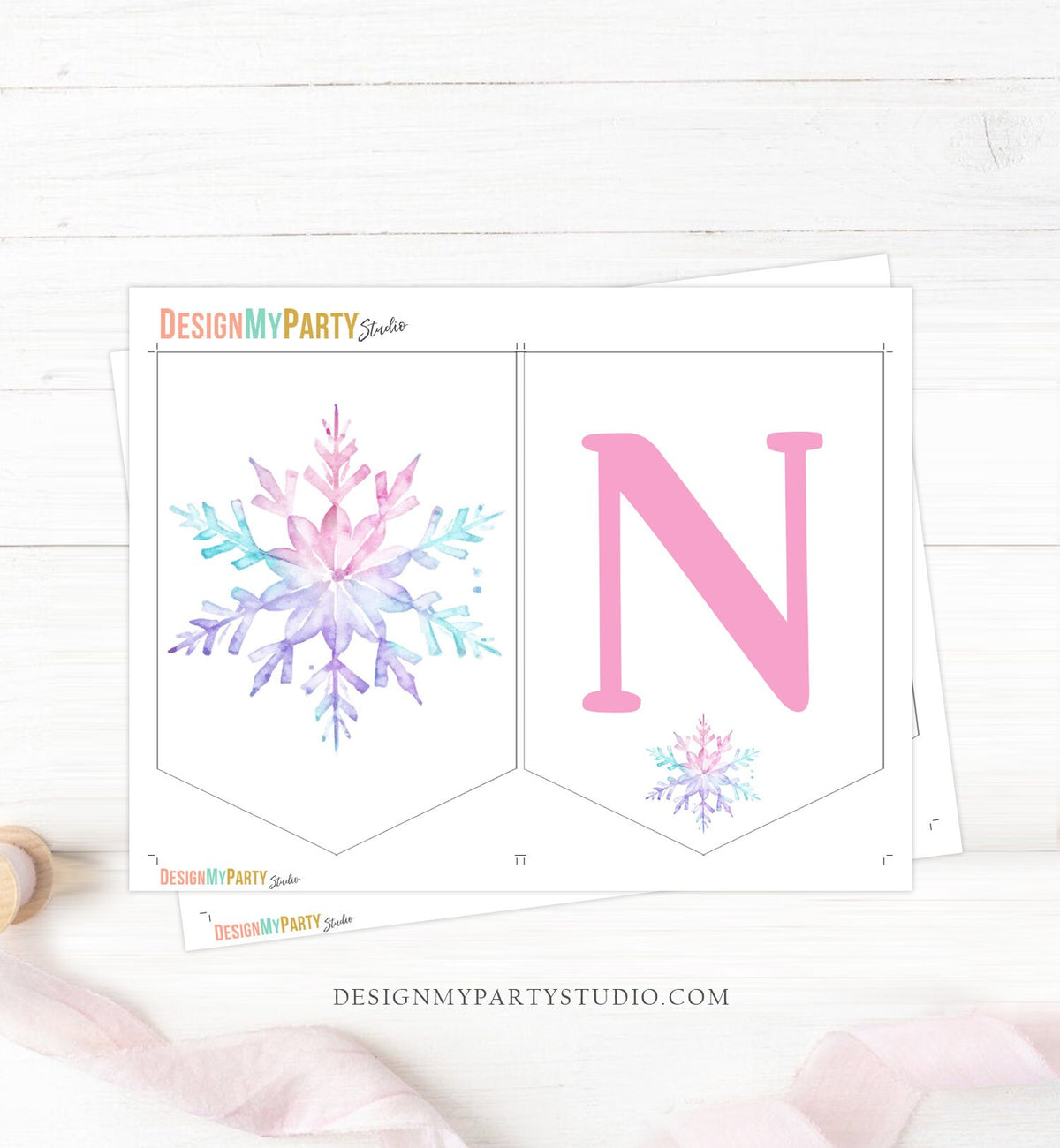 High Chair Banner Snowflake Winter Onederland Birthday Girl Decor 1st First Magical Winter Wonderland Download PRINTABLE DIGITAL DIY 0494