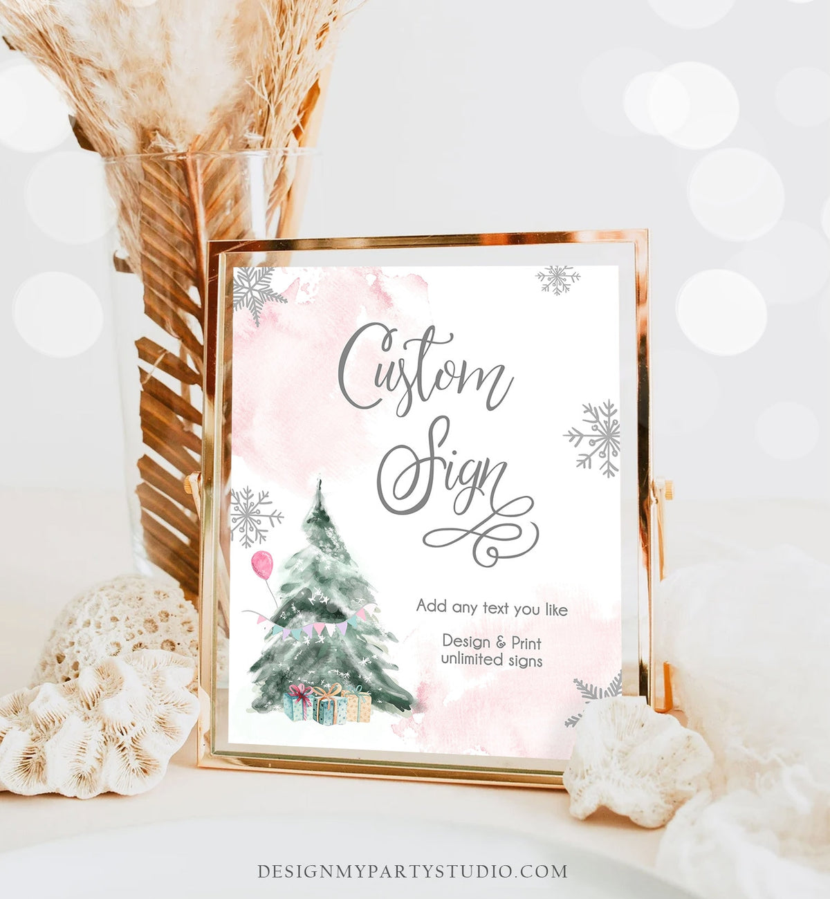 Editable Custom Sign Winter Birthday Sign Winter Onederland Decor 1st Birthday Party Its Cold Outside 8x10 Digital Template Printable 0363