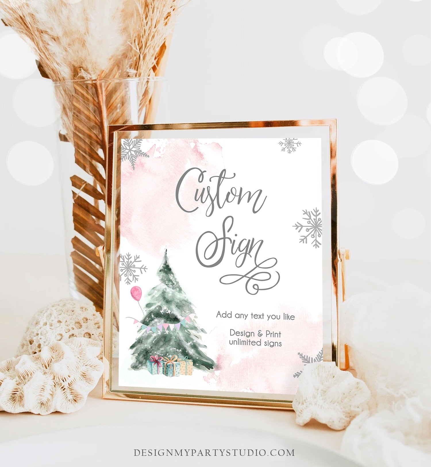 Editable Custom Sign Winter Birthday Sign Winter Onederland Decor 1st Birthday Party Its Cold Outside 8x10 Digital Template Printable 0363