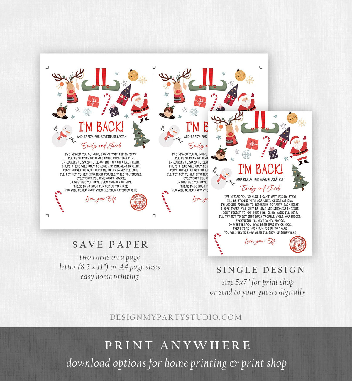 Editable Elf Arrival Letter Return Letter Christmas Elf I&#39;m Back Elf Welcome Christmas Elf Letter From Your Elf Printable Template 0496