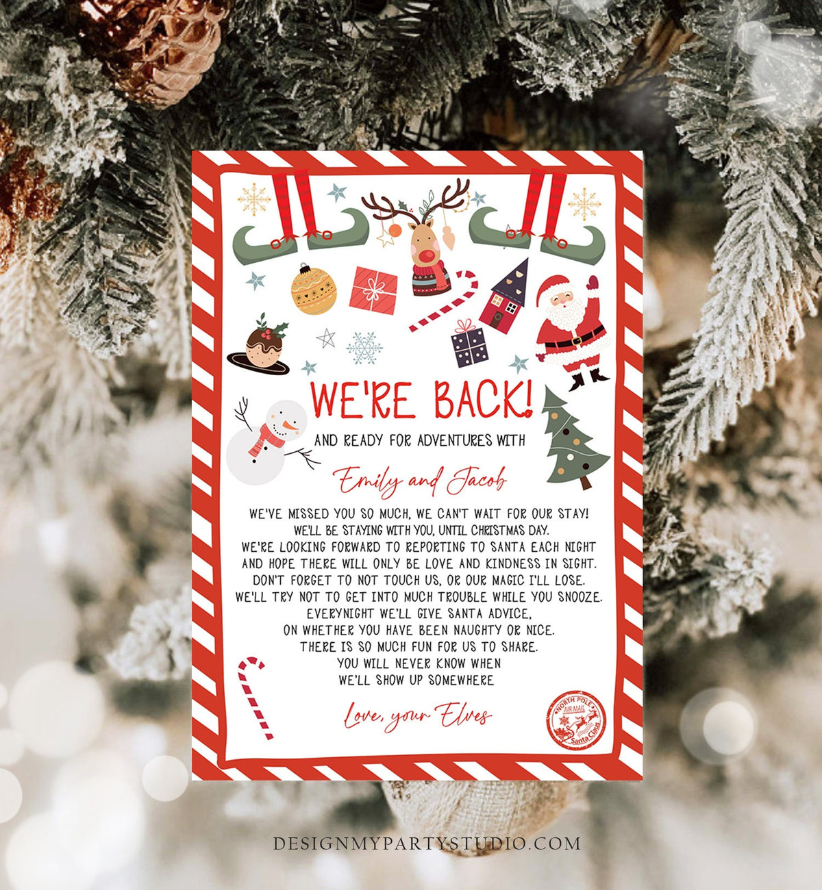 Editable Elf Arrival Letter Return Letter Christmas Elf We&#39;re Back Elf Welcome Hello Letter from Elves Boy and Girl Printable Template 0496