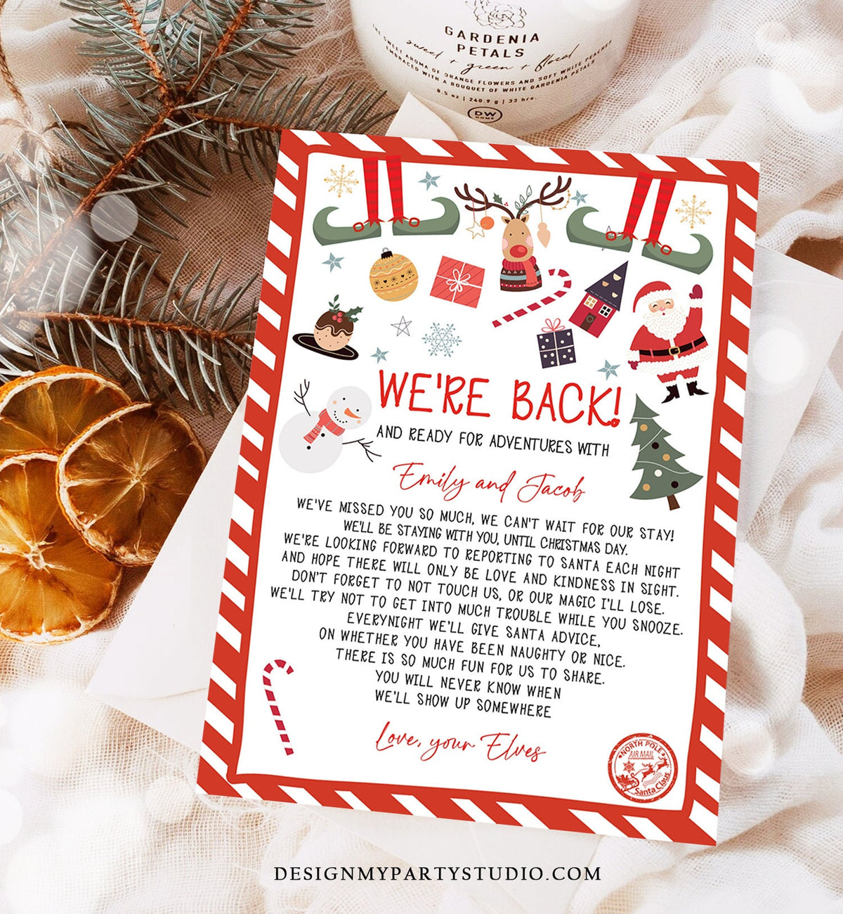 Editable Elf Arrival Letter Return Letter Christmas Elf We&#39;re Back Elf Welcome Hello Letter from Elves Boy and Girl Printable Template 0496