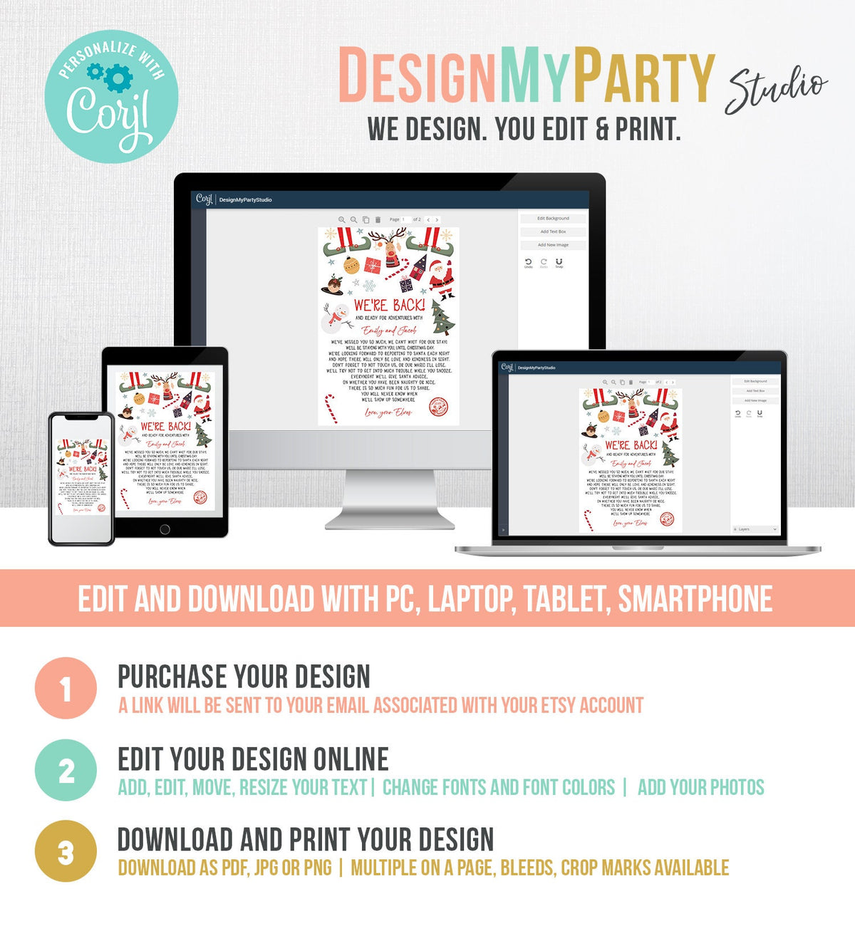 Editable Elf Arrival Letter Return Letter Christmas Elf We&#39;re Back Elf Welcome Hello Letter from Elves Boy and Girl Printable Template 0496