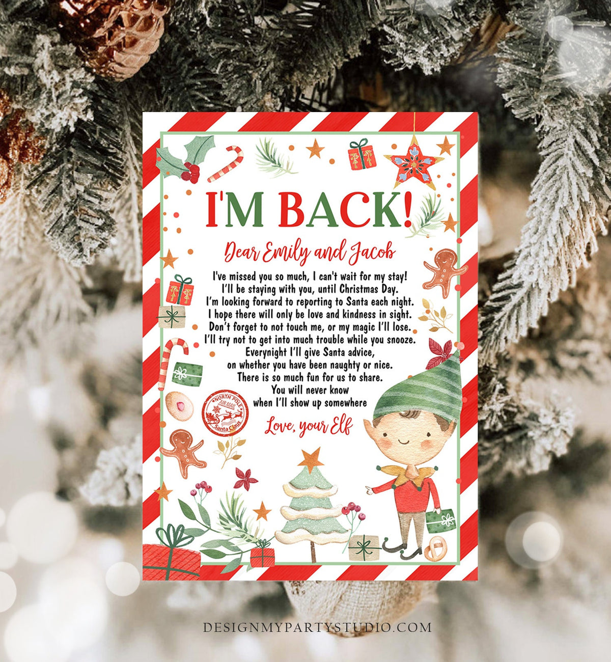 Editable Elf Arrival Letter Return Letter Christmas Elf I&#39;m Back Letter from Elf Welcome Hello from Elf Kids Digital Printable Template 0358