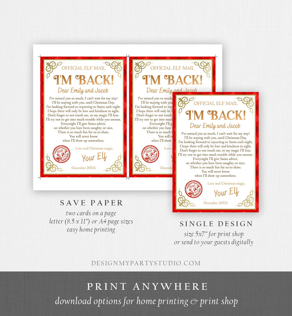 Editable Elf Arrival Letter Return Letter Christmas Elf I&#39;m Back Elf Welcome Christmas Elf Letter From Your Elf Printable Template 0497