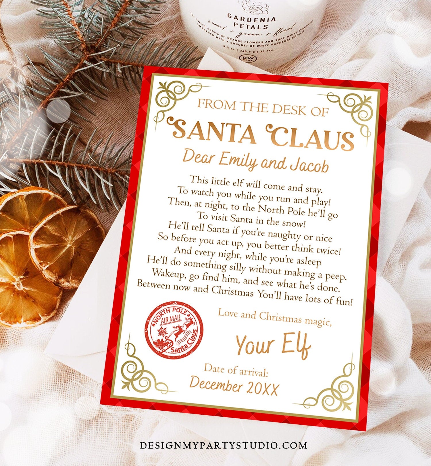 Editable First Time Elf Arrival Letter Return Letter Christmas Elf I'm Back Elf Welcome Christmas Elf Santa Claus Printable Template 0497