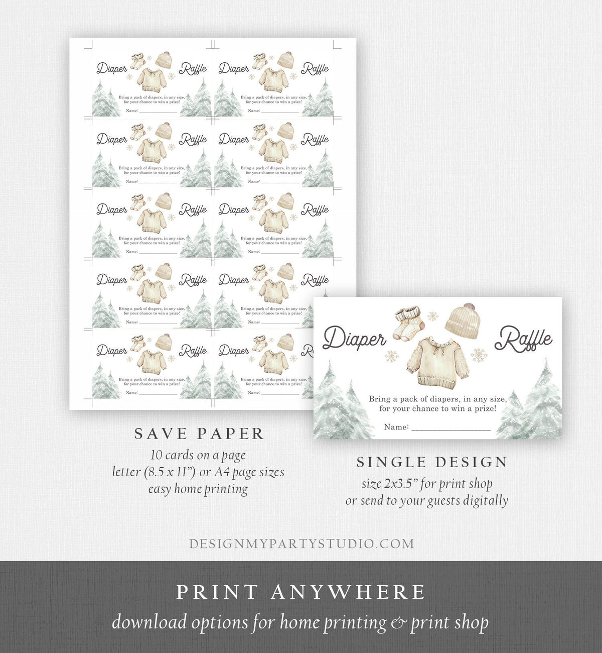 Editable Winter Diaper Raffle Tickets Baby It&#39;s Cold Outside Baby Shower Winter Baby Snowflake Gender Neutral Corjl Template Printable 0491