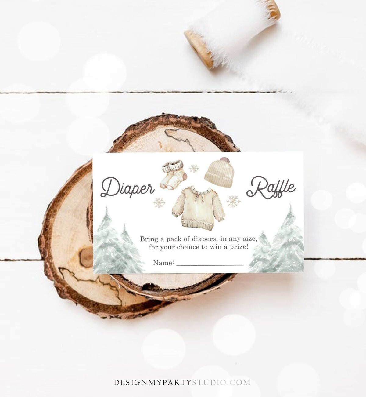 Editable Winter Diaper Raffle Tickets Baby It&#39;s Cold Outside Baby Shower Winter Baby Snowflake Gender Neutral Corjl Template Printable 0491