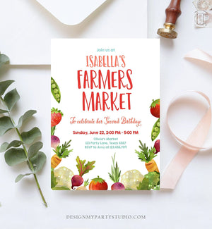 Editable Farmers Market Birthday Invitation Vegetables Locally Grown Veggies Farm Fruits Market Printable Invitation Template Corjl 0144