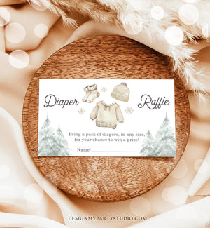 Editable Winter Diaper Raffle Tickets Baby It's Cold Outside Baby Shower Winter Baby Snowflake Gender Neutral Corjl Template Printable 0491