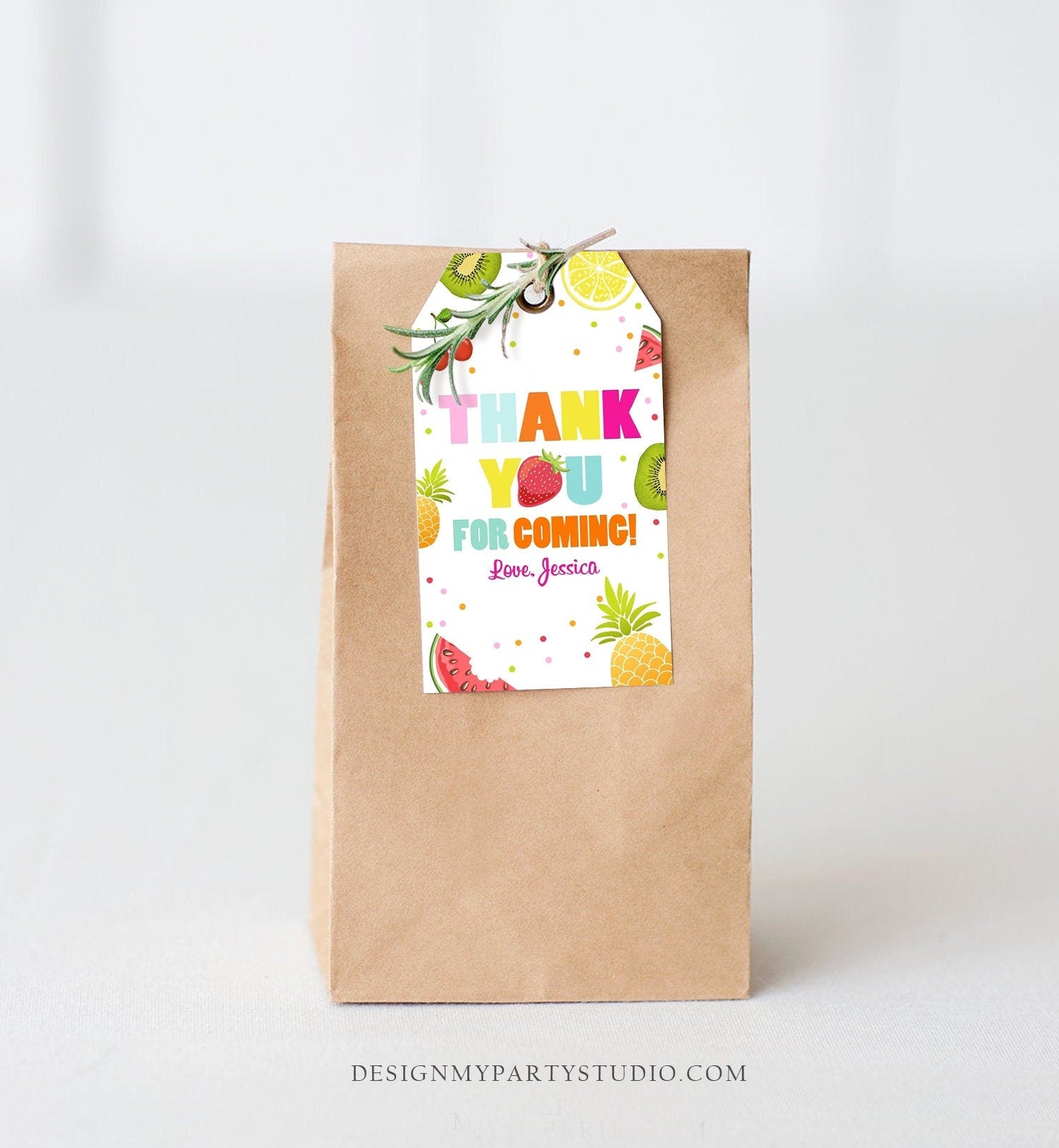 Editable Two-tti Frutti Favor Tag Birthday Twotti Fruity Party Fruit Thank You Tag Tropical Summer Digital Download Corjl Printable 0127