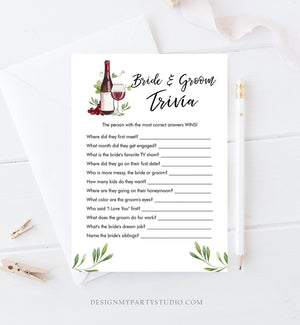 Editable Bride and Groom Trivia Bridal Shower Game Wine Tasting Vineyard Grapes Wedding Shower Activity Corjl Template Printable 0234