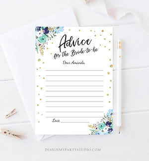 Editable Advice for the Bride-to-Be Card Words of Wisdom Advice for Bride Floral Pink Gold Game Activity Corjl Template Printable 0030