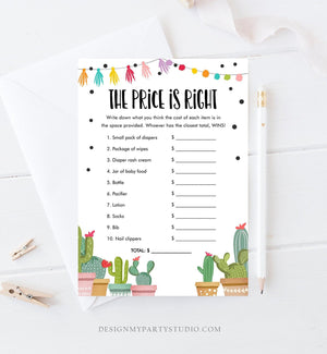 Editable The Price is Right Game Fiesta Baby Shower Cactus Mexican Shower Game Baby Coed Sprinkle Download Corjl Template Printable 0254