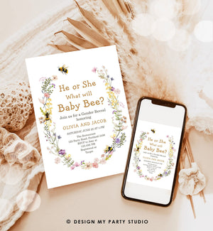 Editable Bee Gender Reveal Invitation What Will Baby Bee Invitation Gender Neutral Honey Instant Download Template Digital Corjl 0502