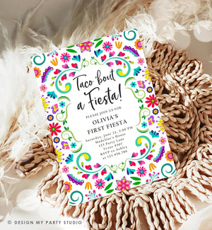 Editable Taco Bout a Fiesta Birthday Invitation Fiesta ANY AGE Floral Mexican Party Cinco de Mayo Download Printable Corjl Template 0466