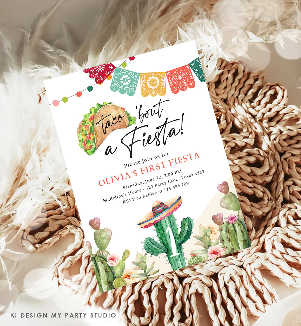 Editable Taco Bout a Fiesta Birthday Invitation Fiesta ANY AGE Cactus Mexican Party Cinco de Mayo Digital Download Template Printable 0404