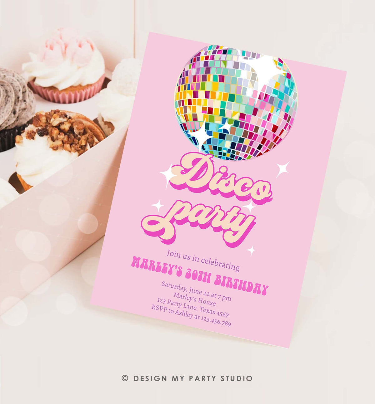 Editable Disco Birthday Party Invitation Disco Party Birthday Adult Let&#39;s Disco 70s Retro Pink Dance Digital Evite Template Printable 0501
