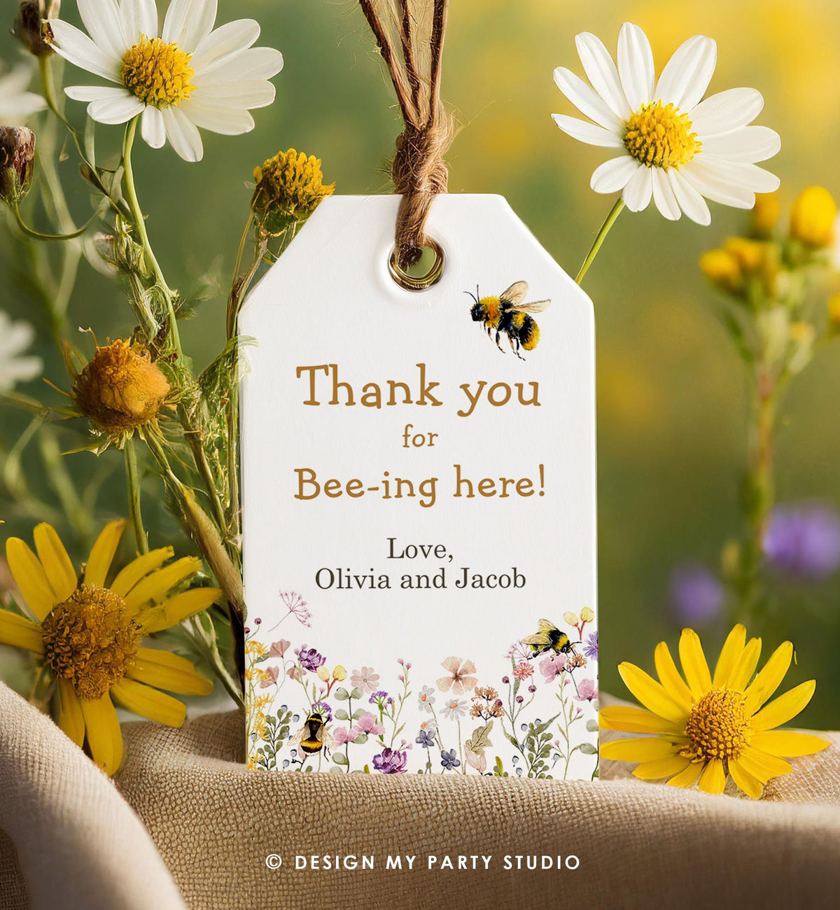 Editable Rustic Bee Favor Tags Bee Gender Reveal Baby Shower Honey Bee Birthday Thank You for Bee-ing Here Digital Template Printable 0502