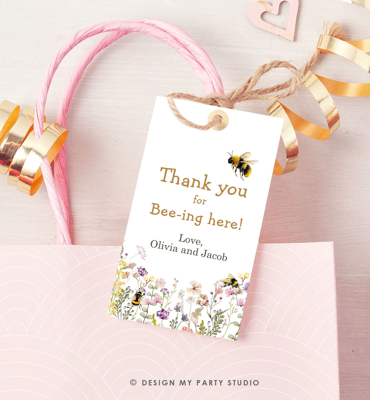 Editable Rustic Bee Favor Tags Bee Gender Reveal Baby Shower Honey Bee Birthday Thank You for Bee-ing Here Digital Template Printable 0502