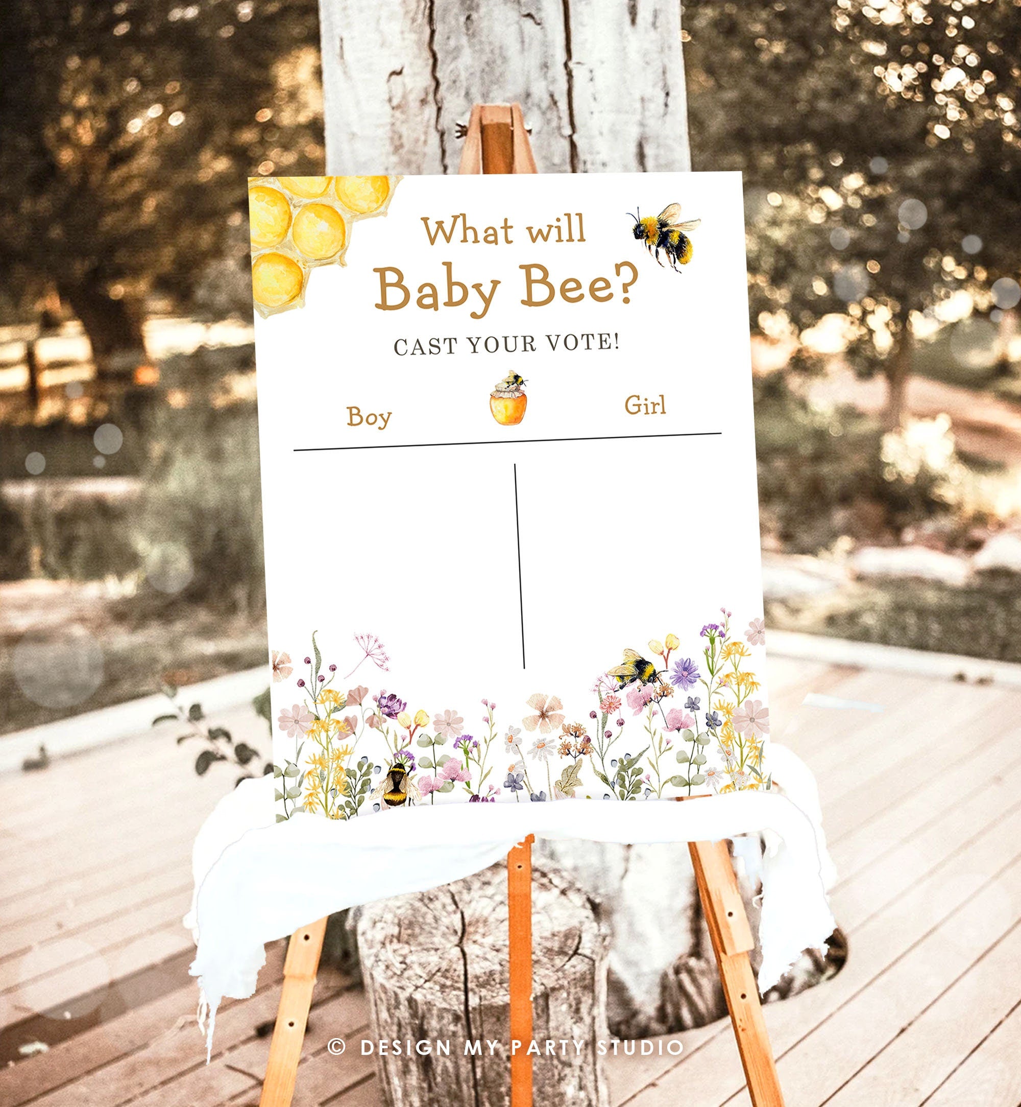 Cast Your Vote Sign Bee Gender Reveal He or She What Will Baby Bee Sign Guess The Gender Sign Table Sign Instant Download PRINTABLE 0502
