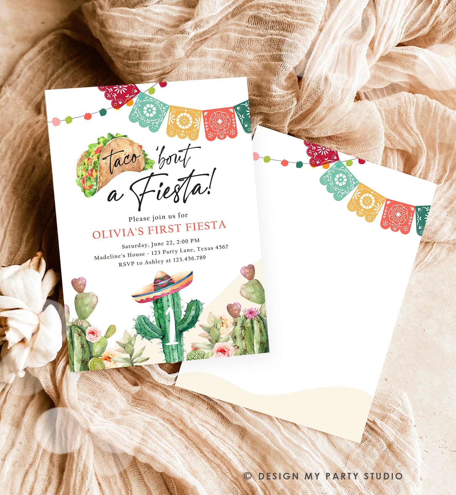 Editable Taco Bout a Fiesta Birthday Invitation Fiesta ANY AGE Cactus Mexican Party Cinco de Mayo Digital Download Template Printable 0404