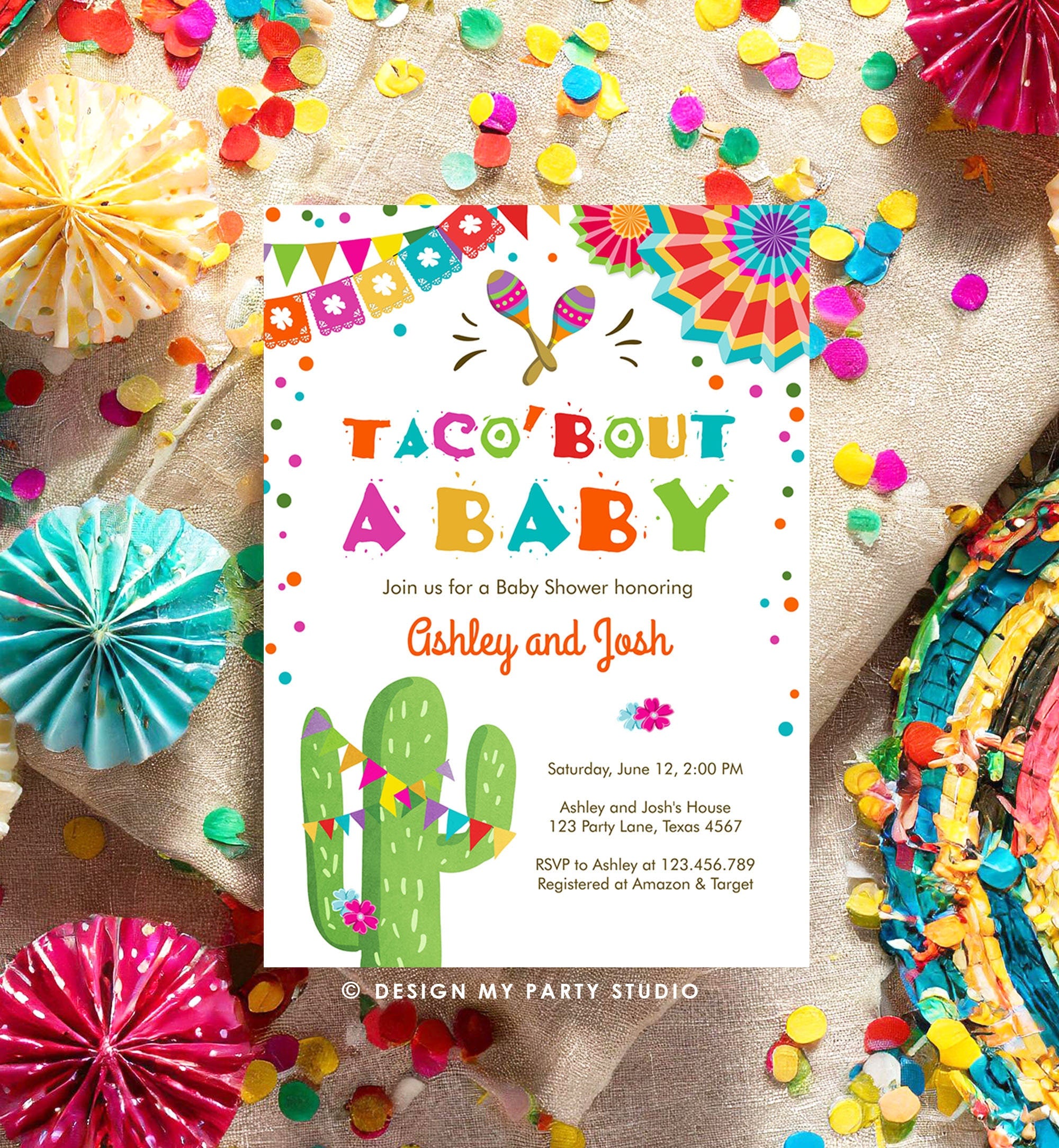 Editable Taco Bout A Baby Baby Shower Invitation Fiesta Cactus Mexican Couples Coed Shower Instant Download Printable Corjl Template 0045