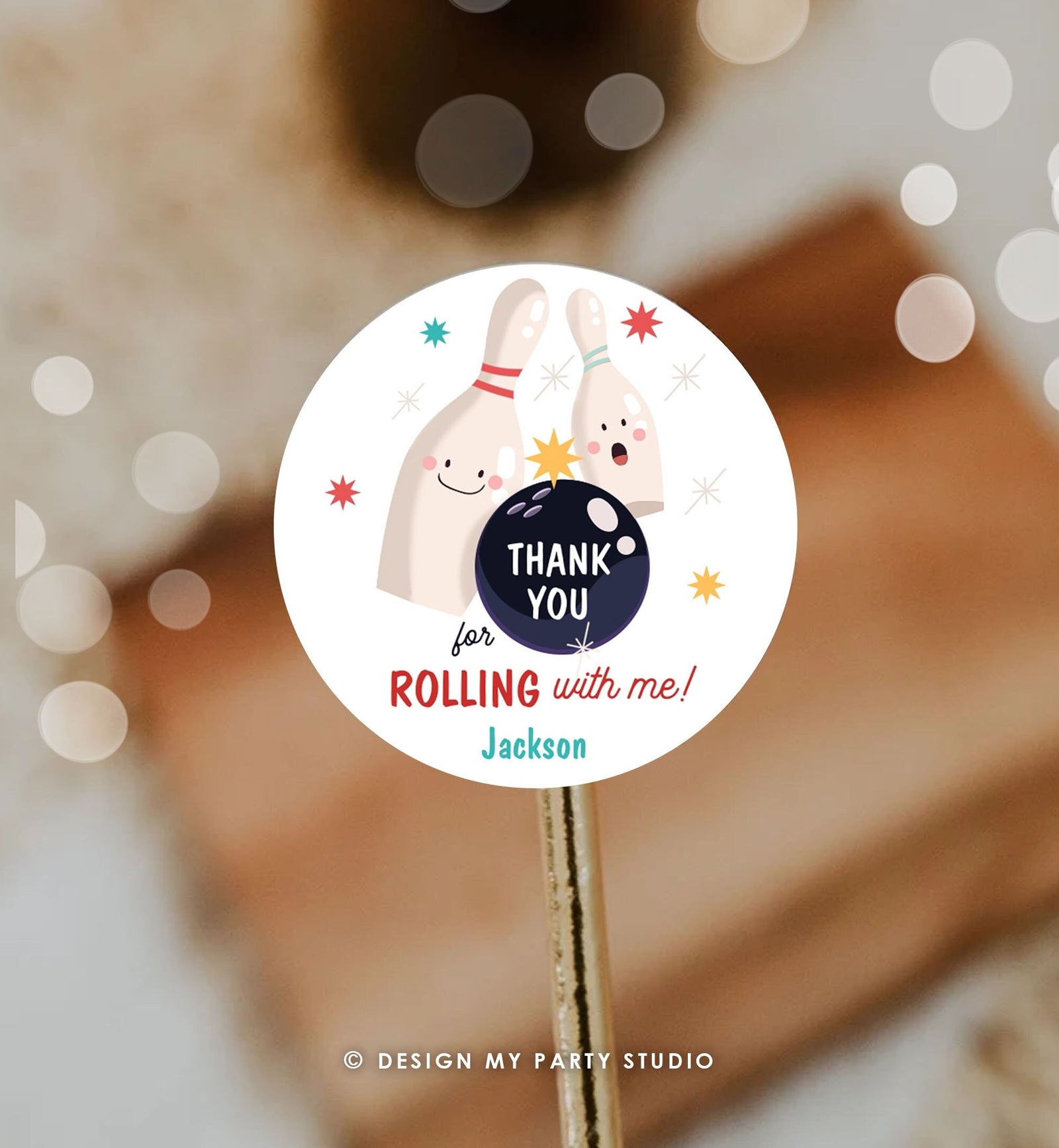 Editable Bowling Favor tag Bowling Party Boy Bowling Thank you tag Label Sticker Rolling With Me Bowling Birthday Digital Download 0505