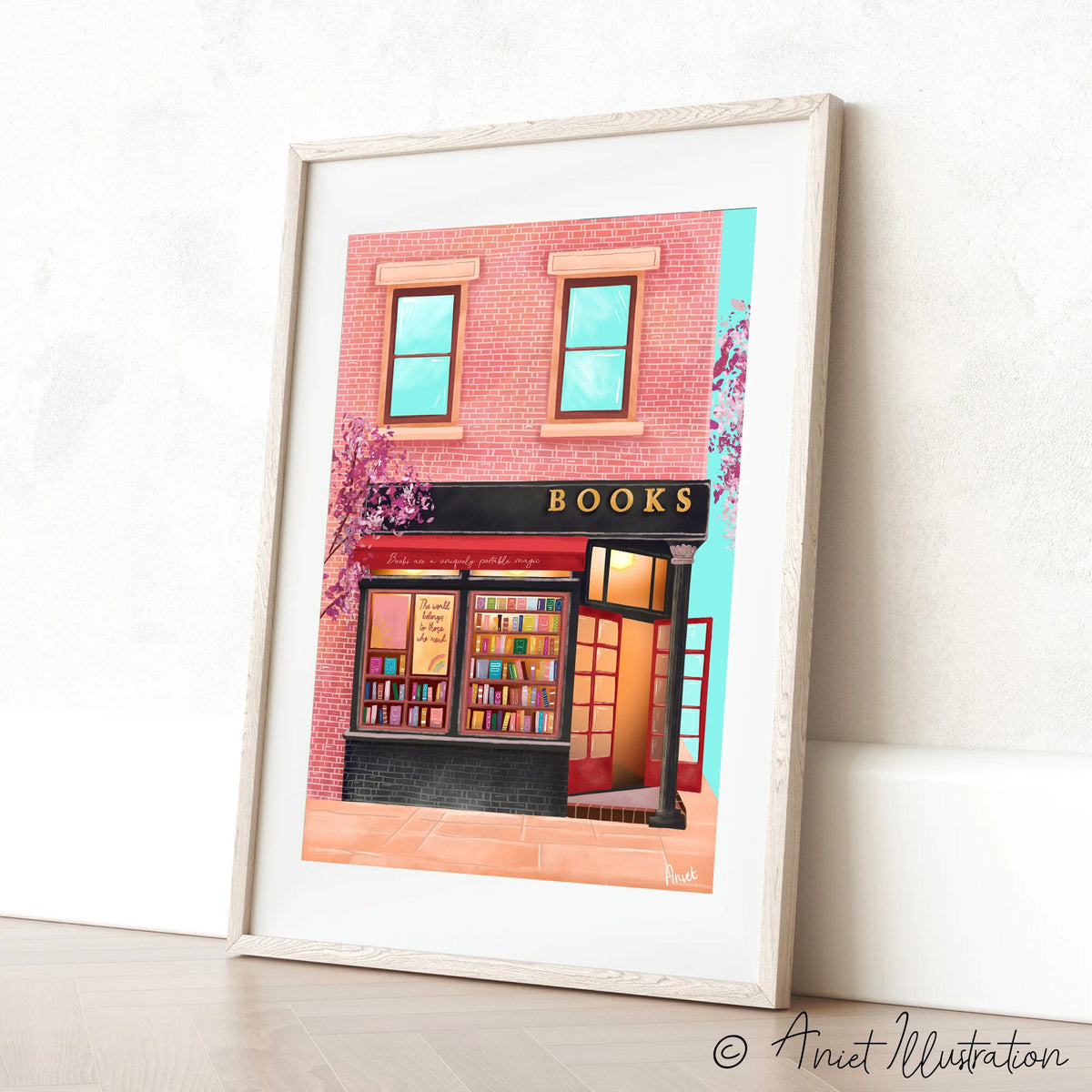 New York Bookshop Bookworm Art Bookshop Art Print Reading Art Wall Decor Librabry Decorations Gift Travel Art New York Art NYC Travel poster