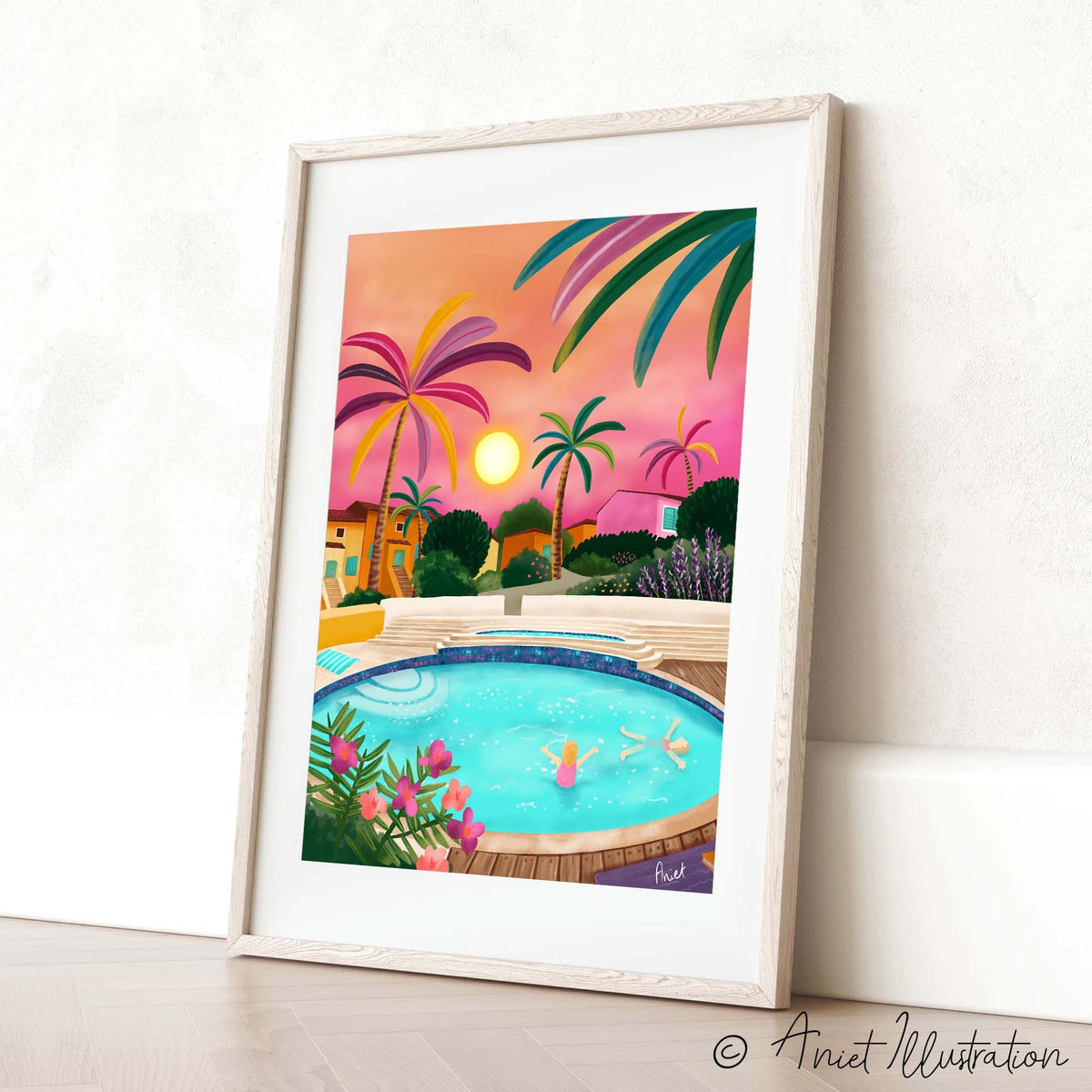France Art Print Tropical Pool Wall Art Cannes Cote d&#39;Azur Print Provence Art Print Home Decor Summer France Housewarming Gift Travel poster 0511