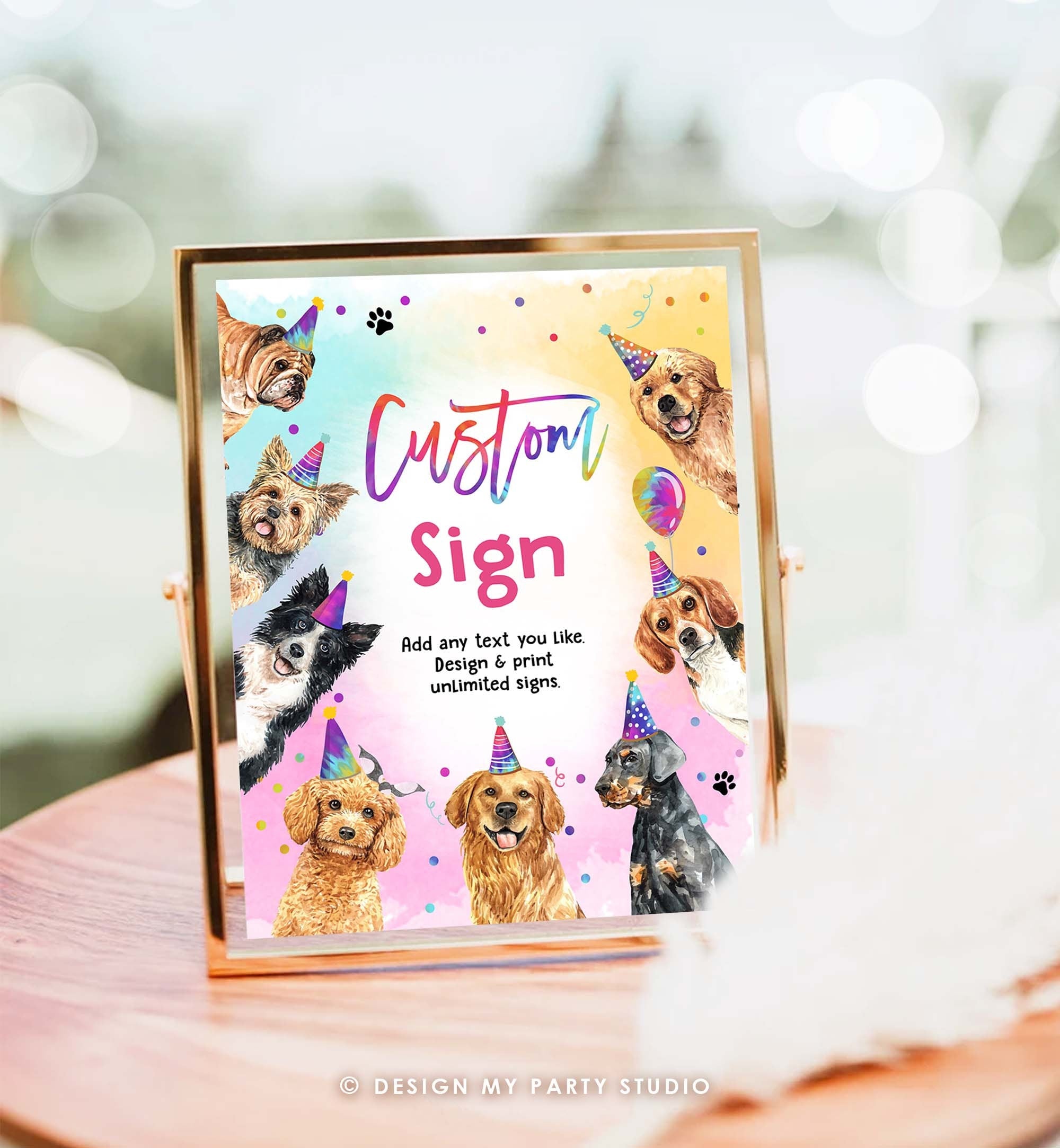 Editable Dogs Custom Sign Dogs and Puppies Birthday Party Sign Puppy Girl Boy Pawty Decor Party Animals 8x10 Download Printable 0460