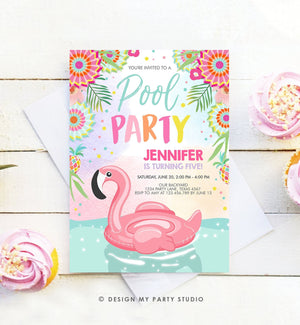 Editable Pool Party Invitation Flamingo Pool Party Birthday Invite Splish Splash Swimming Summer Download Printable Template Corjl 0240