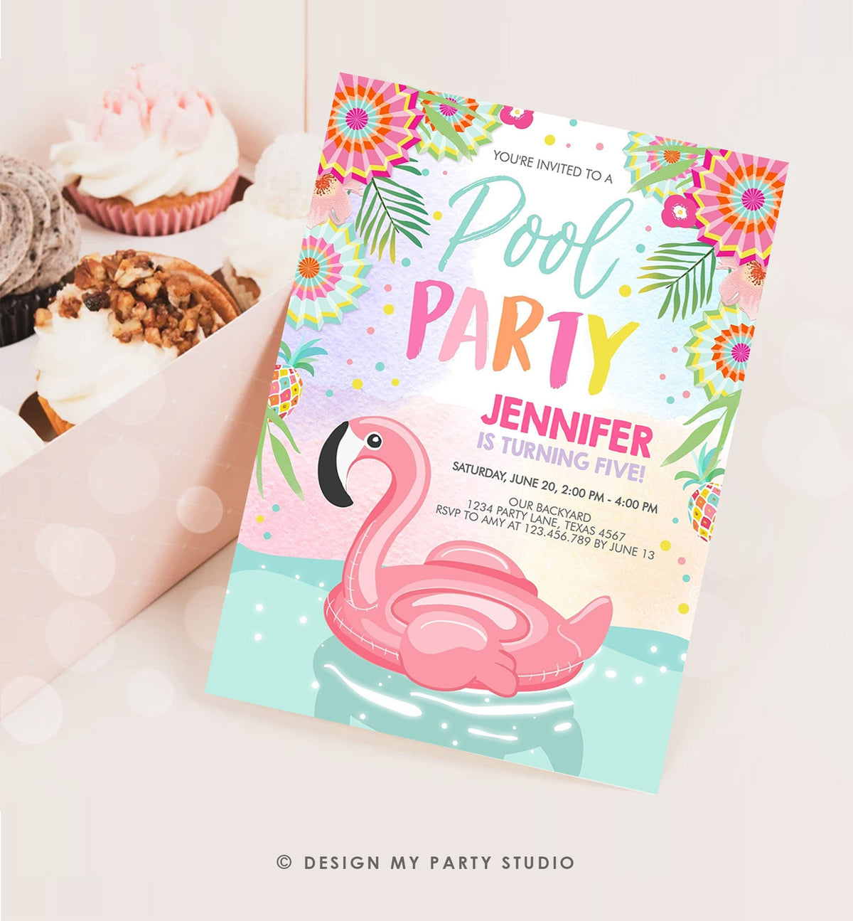 Editable Pool Party Invitation Flamingo Pool Party Birthday Invite Splish Splash Swimming Summer Download Printable Template Corjl 0240
