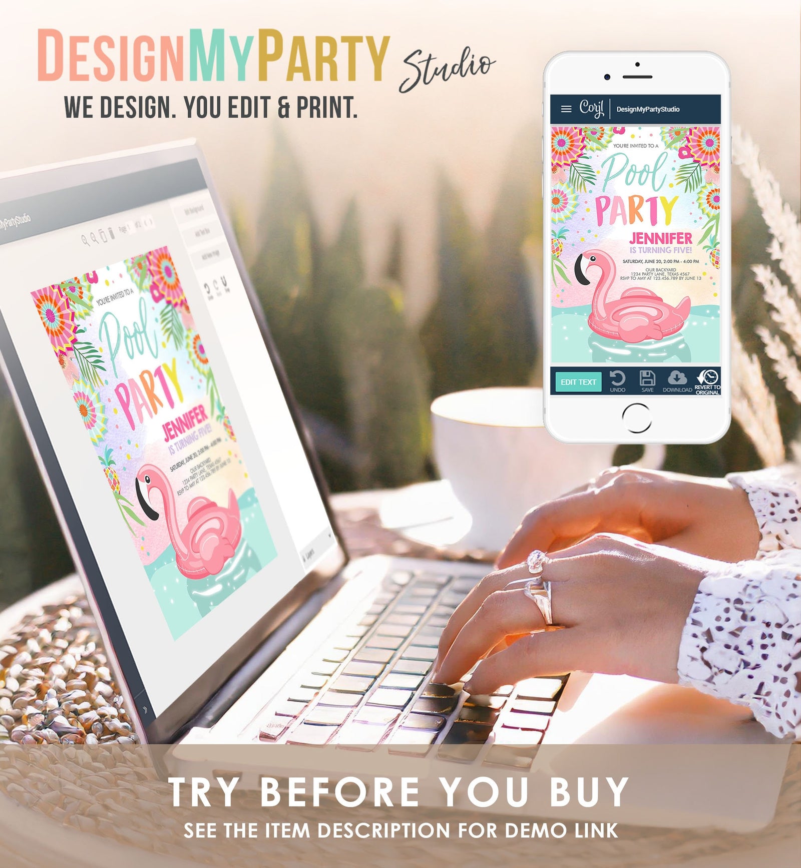 Editable Pool Party Invitation Flamingo Pool Party Birthday Invite Splish Splash Swimming Summer Download Printable Template Corjl 0240
