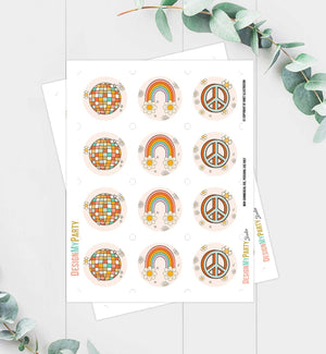 Retro Groovy Birthday Cupcake Toppers Favor Tags Retro Daisy Birthday Party Decor 2nd Flower Power Festival Download Digital PRINTABLE 0459