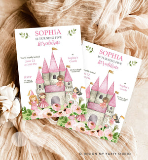 Editable ANY AGE Princess Birthday invitation Once Upon a Time Royal Birthday Pink Girl Gold Floral Download Printable Template Corjl 0171