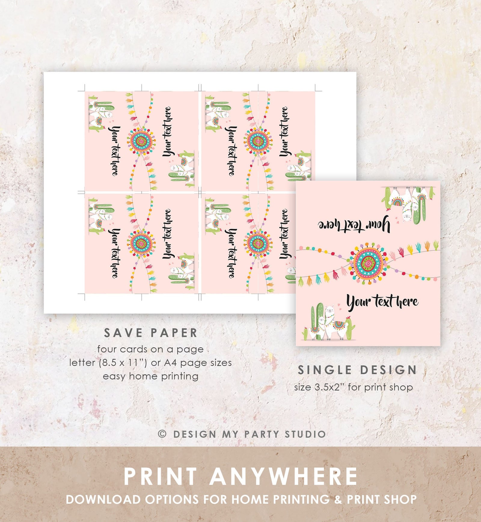 Editable Llama Food Labels Llama Fiesta Mexican Place Card Birthday Party Baby Shower Tent Card Escort Pink Girl Template Printable 0079
