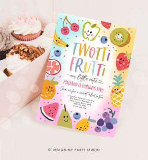 Editable Two-tti Frutti Birthday Invitation Twotti Frutti Party Fruit Tropical Summer Two Girl Download Printable Template Digital 0510