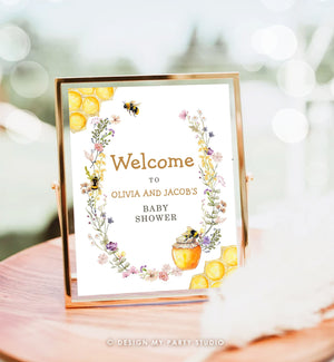 Editable Bee Welcome Sign Honey Baby Shower Mama to Bee Yard Sign Sweet as Can Bee Birthday Summer Poster Template PRINTABLE Corjl 0502