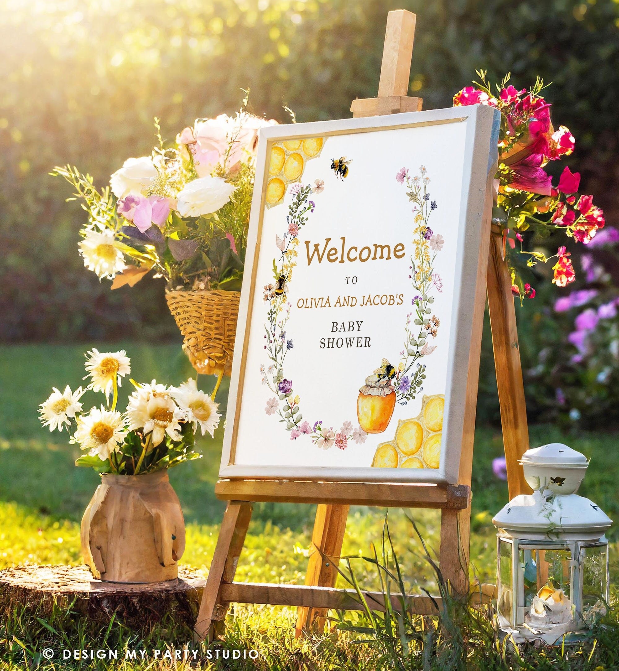 Editable Bee Welcome Sign Honey Baby Shower Mama to Bee Yard Sign Sweet as Can Bee Birthday Summer Poster Digital Template Printable 0502
